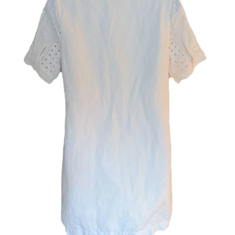 Vineyard Vines White Shift Dress -6 white cotton Pointelle, lined w/pockets